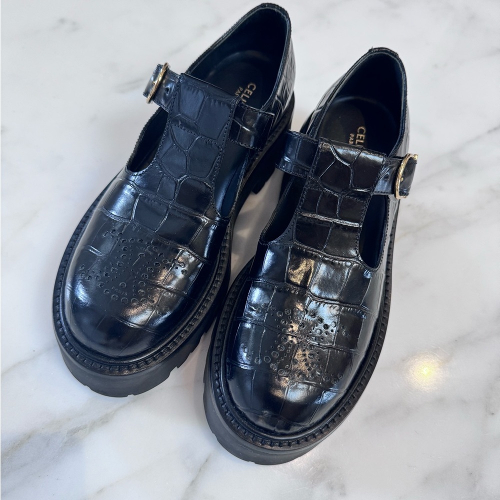 CELINE | CELINE BULKY TRIOMPHE PERFORATED BABIES IN CROCODILE STAMPED